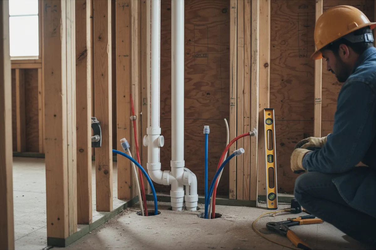 Drain and supply rough-in during Sump Pump Repair in Buchanan